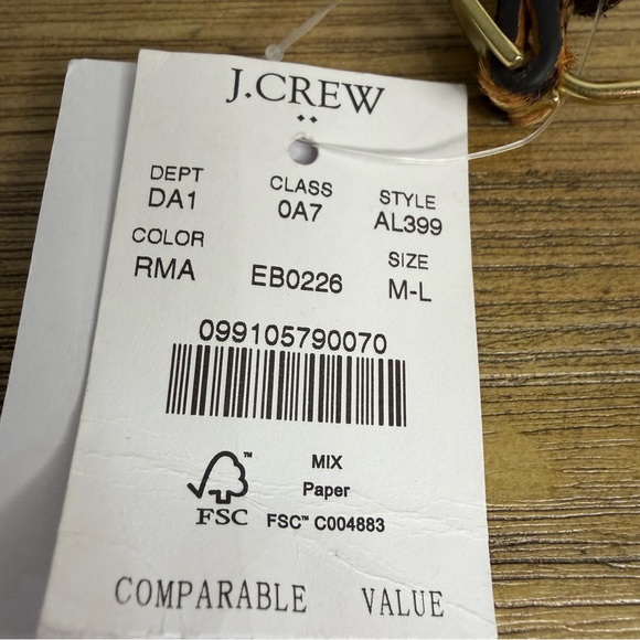 J.Crew Skinny Leopard Calf Hair Belt Womens M/L Medium Large Preppy Classic - Picture 6 of 6